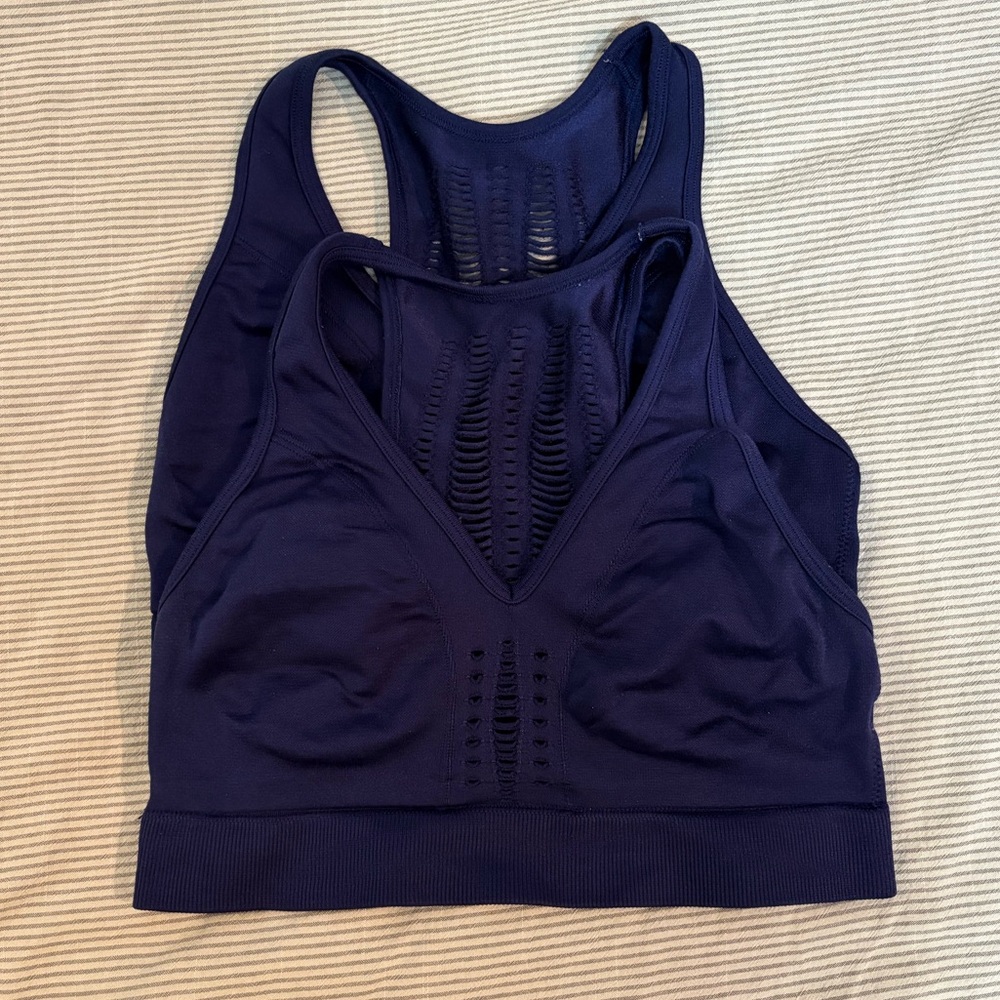 Two Navy Blue Seamless Women's Victoria’s Secret VSX Sports Bras Size Small